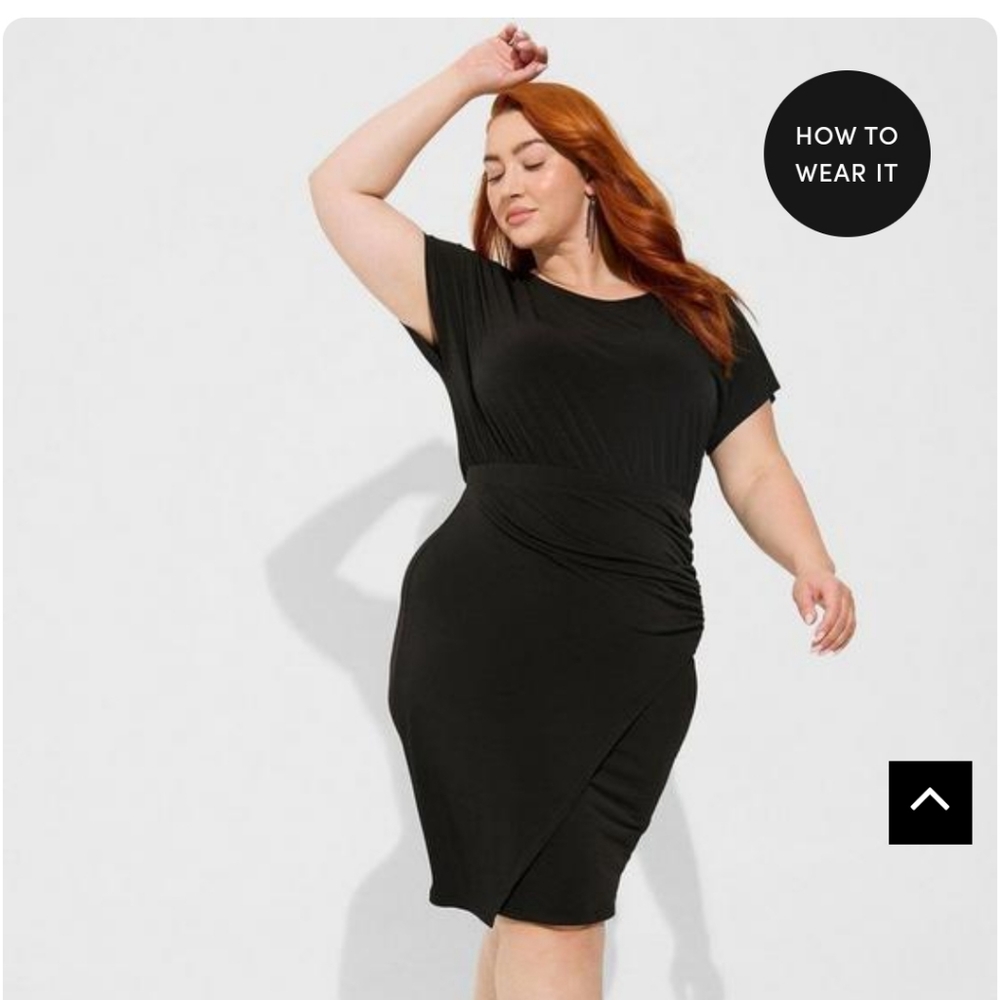 NWT Torrid 2x faux wrap dress Black Short Sleeve Stretchy